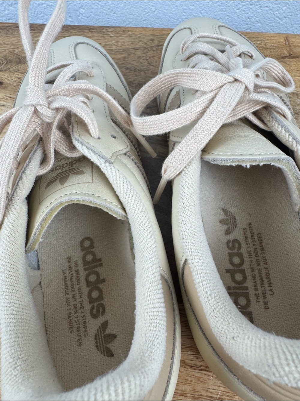 Adidas Originals Samba OG Leather Sneakers Cream/Beige Gum Sole - Picture 15 of 15